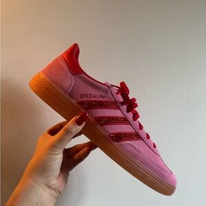 NWT Adidas Spezial Pink and Red Rhinestone Sneakers